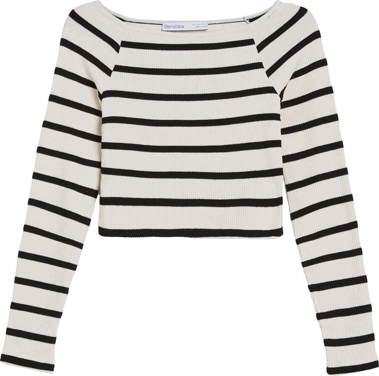 Bershka Tričko námořnická modř / bílá