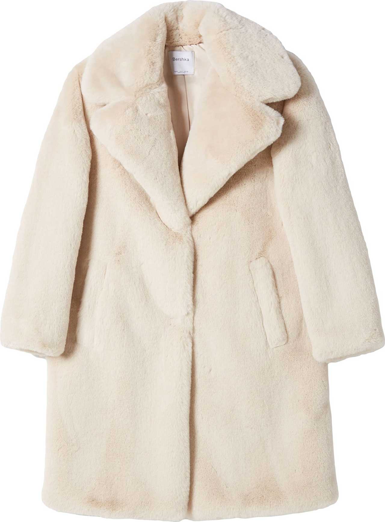 Bershka Zimní kabát přírodní bílá