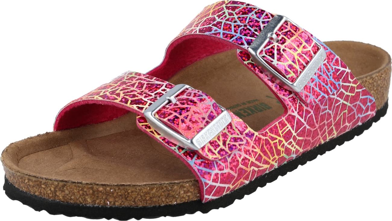 BIRKENSTOCK Sandály 'Arizona' azurová / pastelově žlutá / eosin / svítivě růžová / offwhite