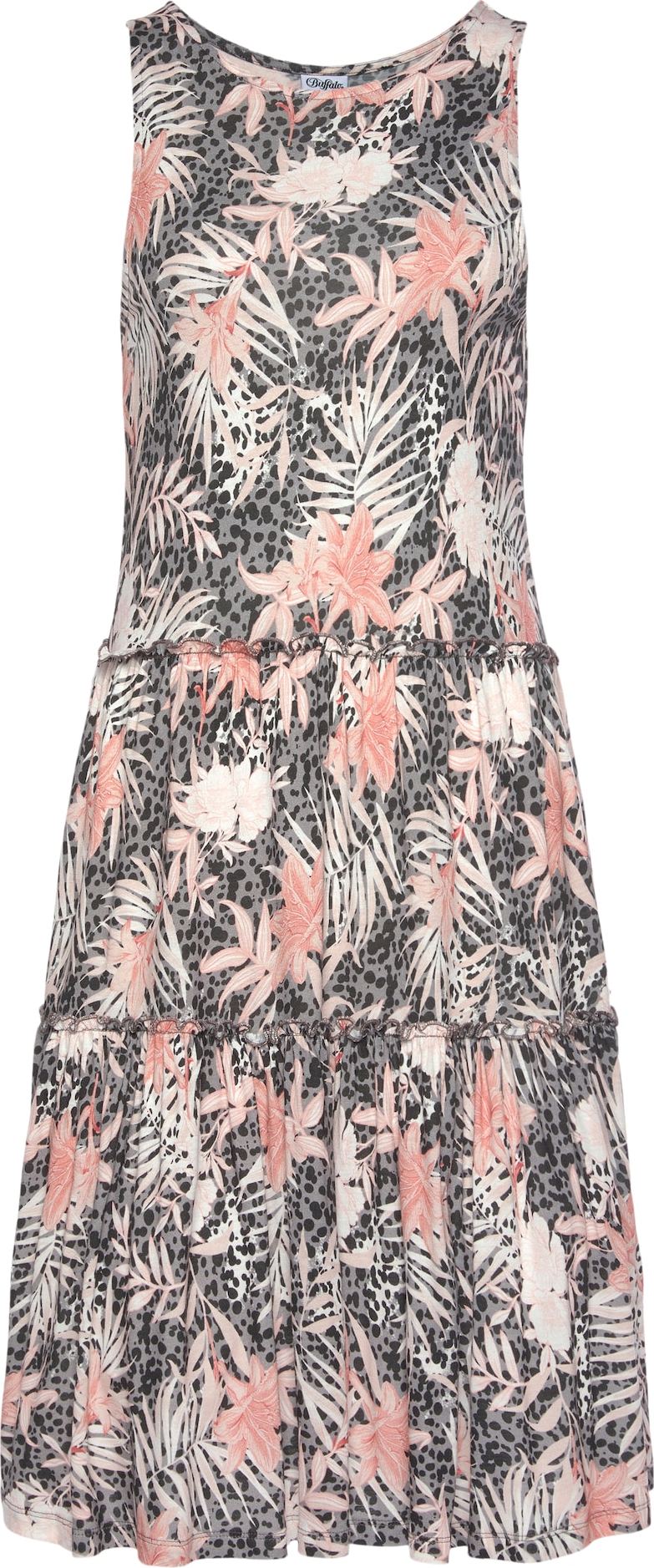 BUFFALO Šaty šedá / světle růžová / bílá