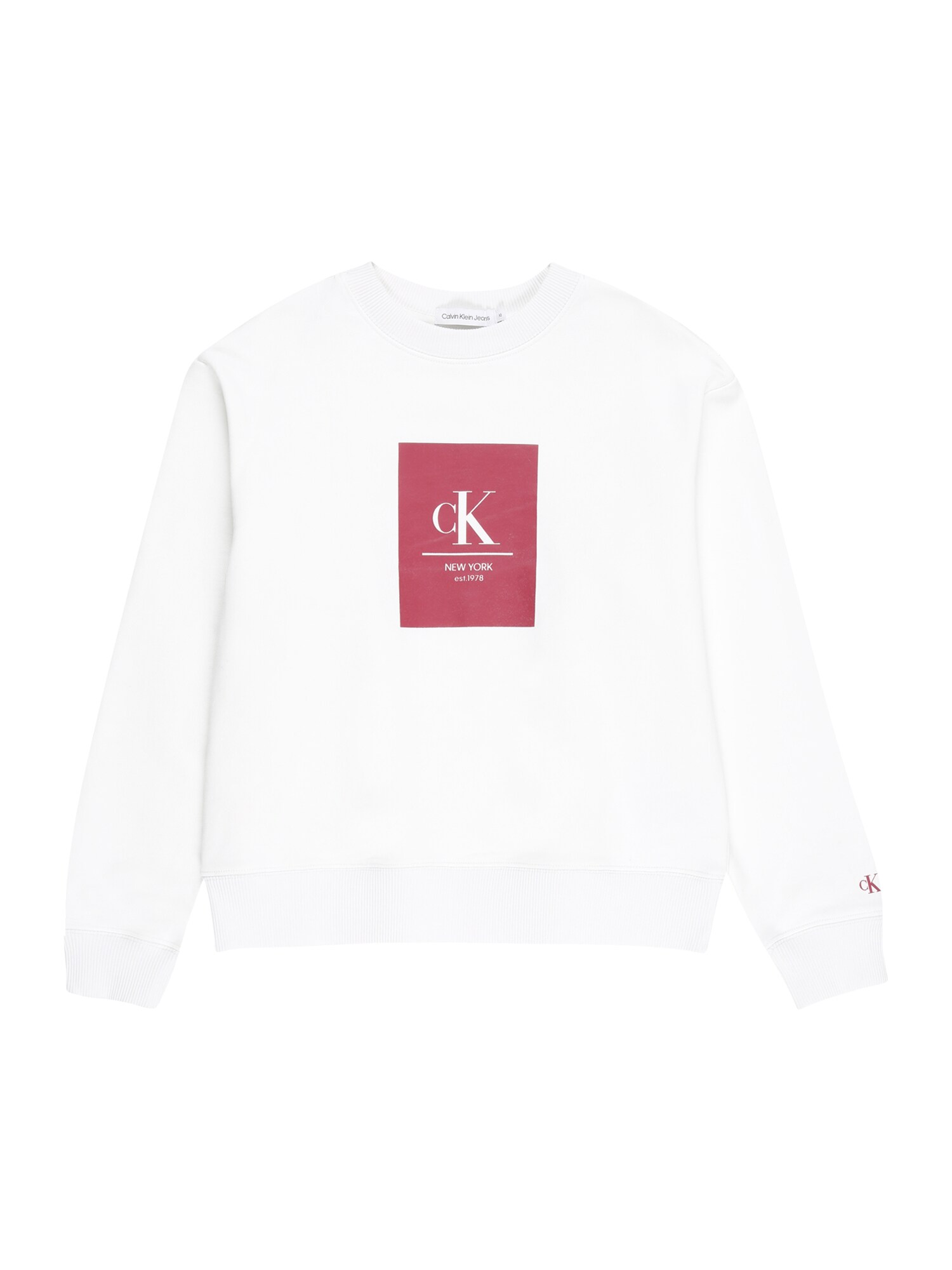 Calvin Klein Jeans Mikina vínově červená / bílá