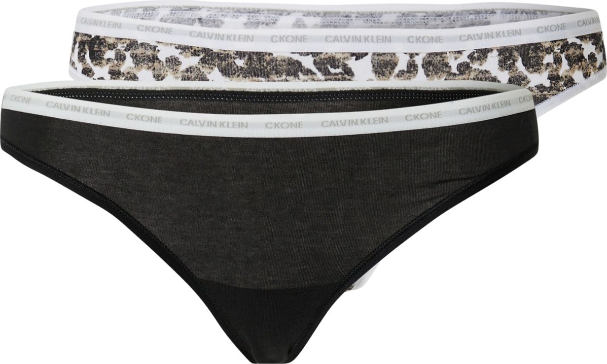 Calvin Klein Underwear Tanga světle hnědá / černá / bílá