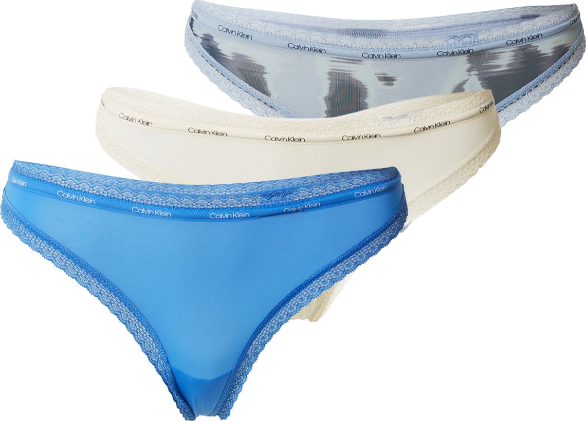 Calvin Klein Underwear Tanga světle béžová / modrá / kouřově modrá / noční modrá