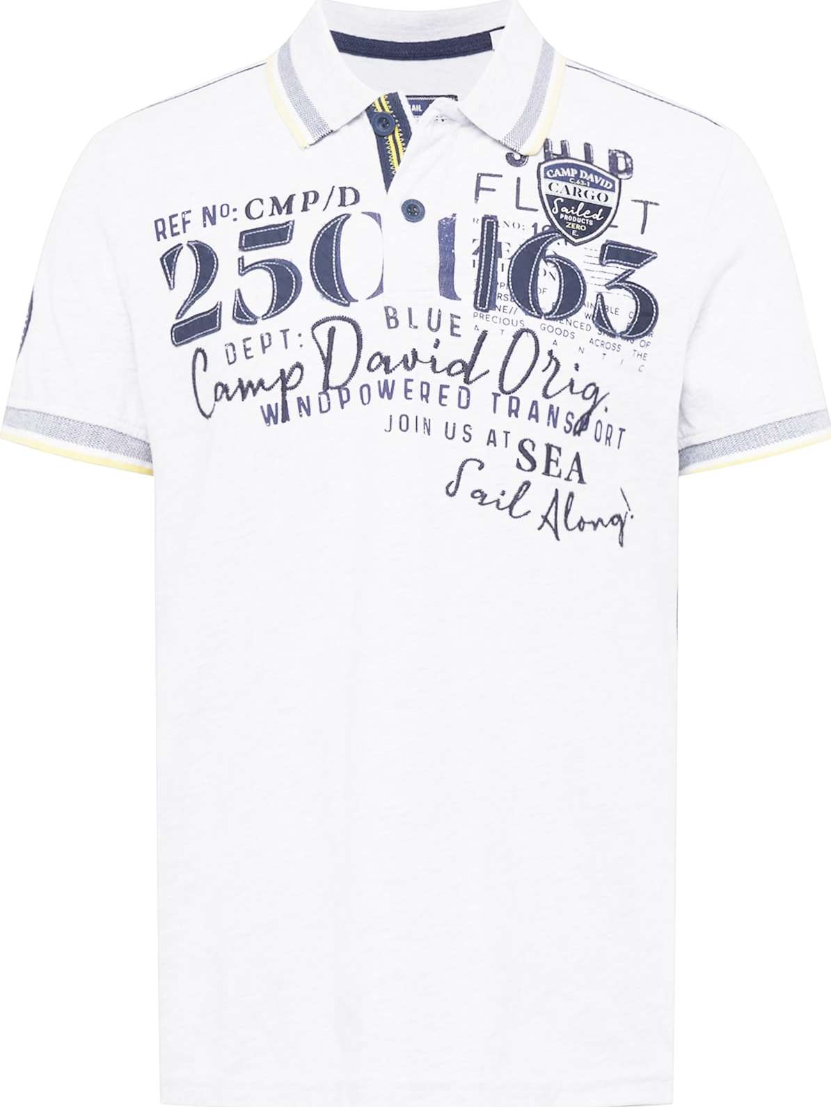 CAMP DAVID Tričko tmavě modrá / žlutá / šedý melír