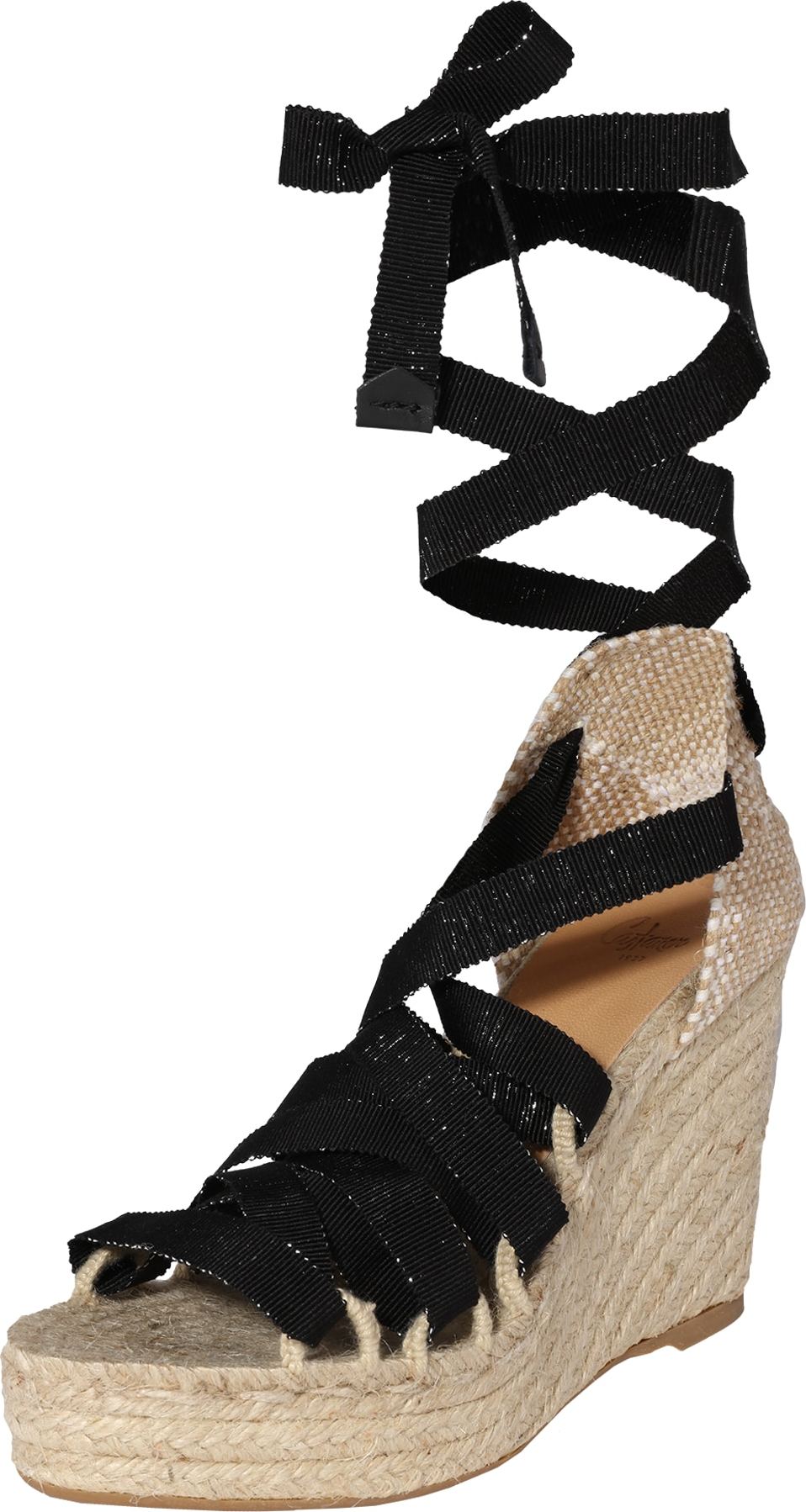 Castañer Páskové sandály 'JORGELINA' béžová / černá / bílá