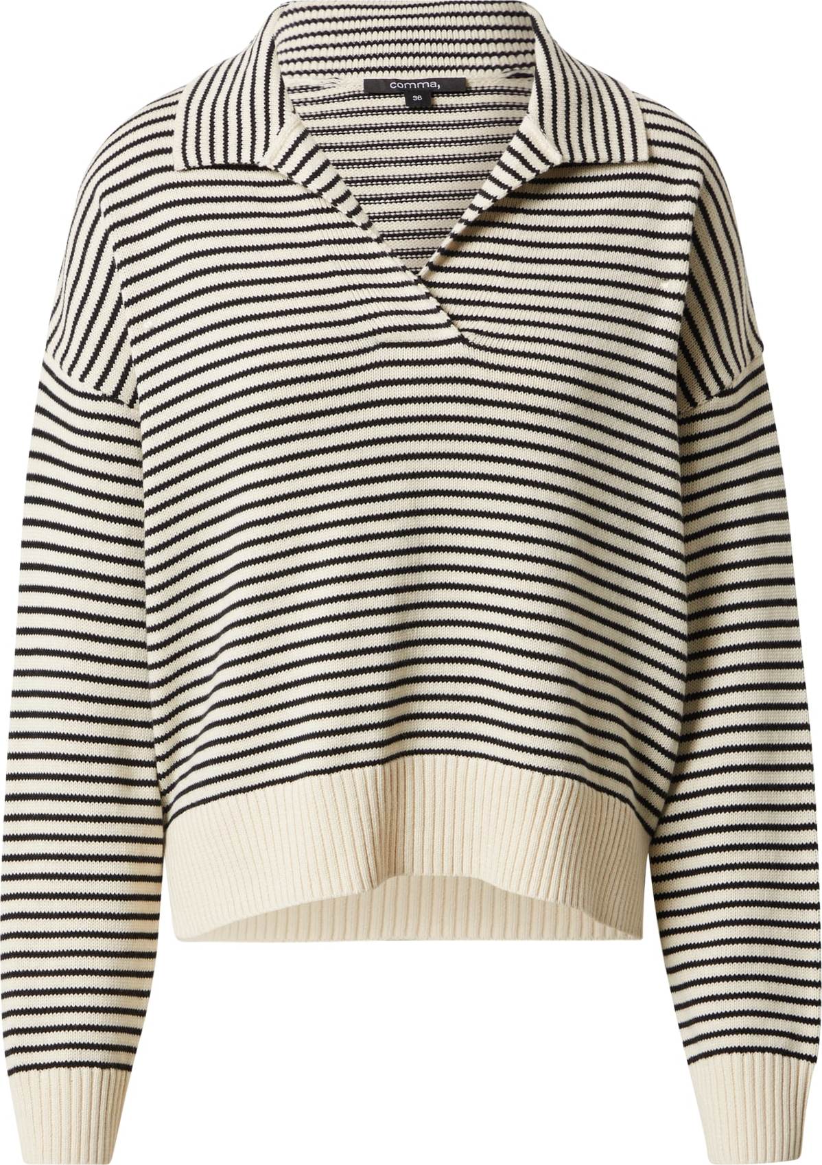 COMMA Svetr černá / barva bílé vlny