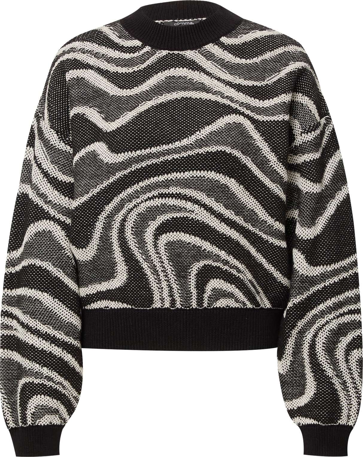 COMMA Svetr tmavě šedá / černý melír / offwhite