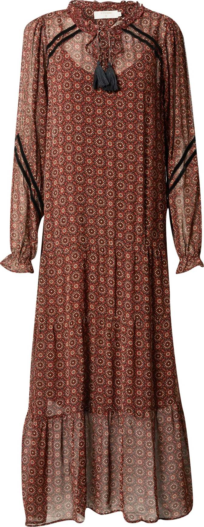 Cream Šaty 'Ninette' starobéžová / rezavě hnědá / mátová / černá