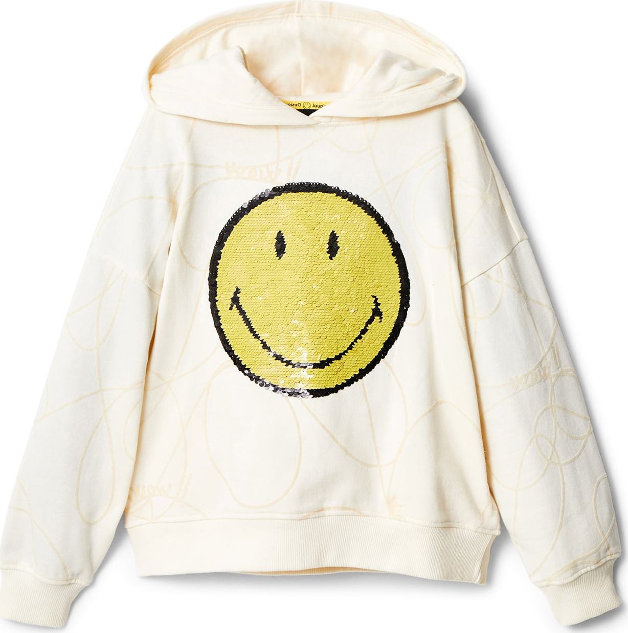 Desigual Mikina 'ROJO' starobéžová / žlutá / černá / bílá