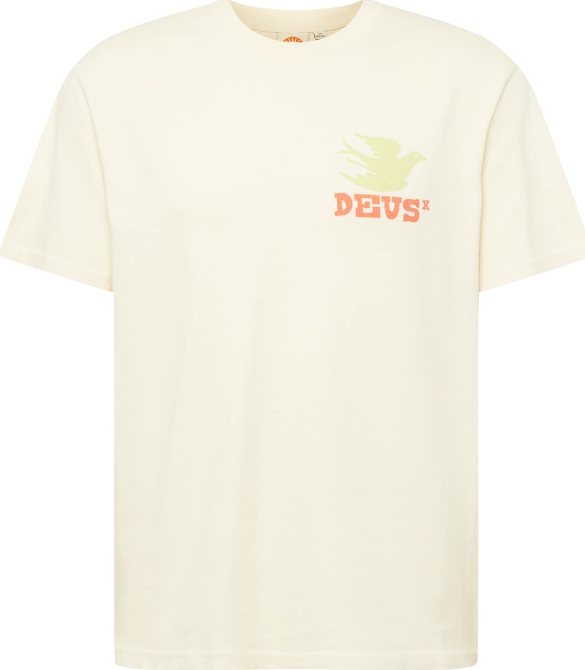 DEUS EX MACHINA Tričko 'Budgies' světle zelená / oranžová / bílá