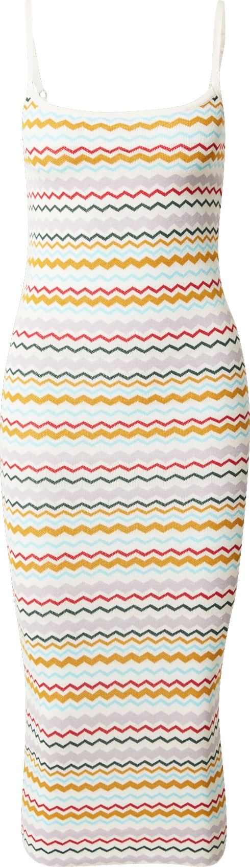 Edikted Úpletové šaty kari / smaragdová / pudrová / bílá