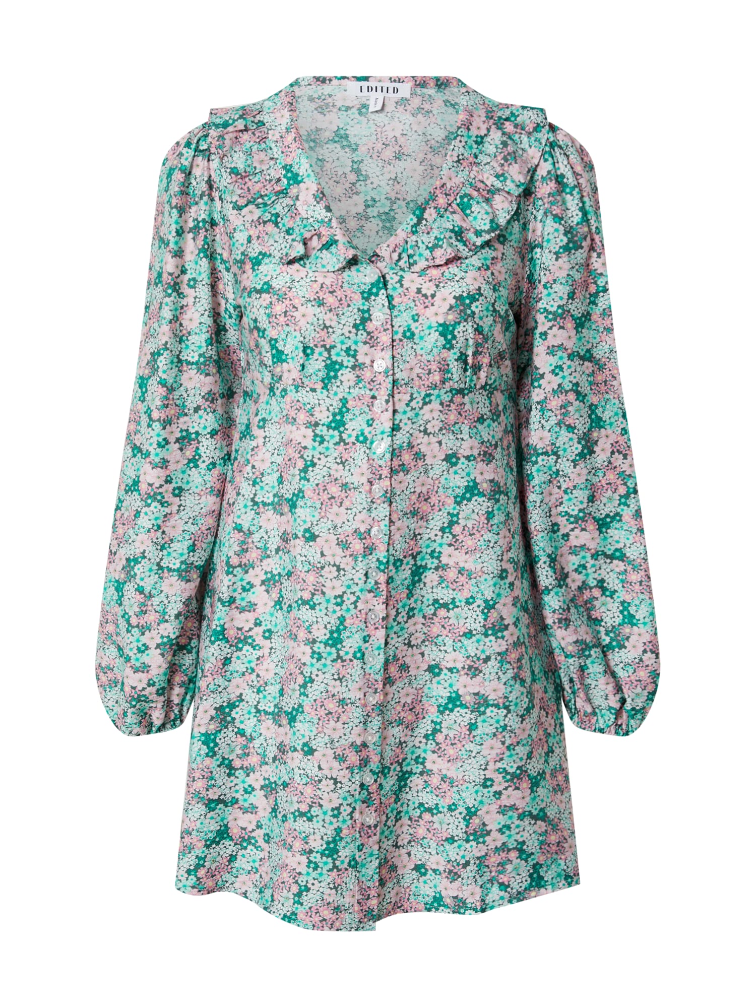 EDITED Košilové šaty 'Lili' zelená / nefritová / trávově zelená / světle fialová