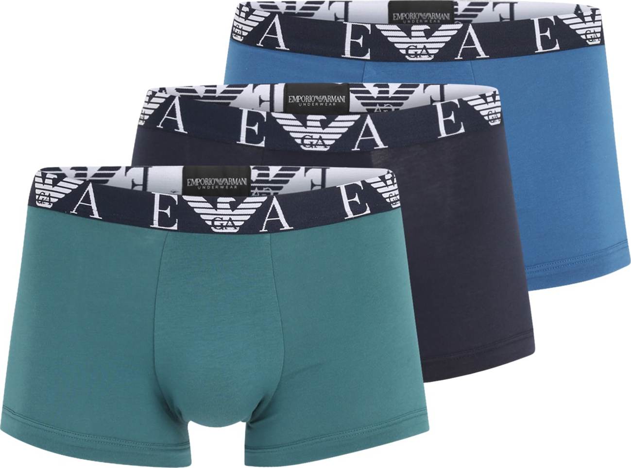 Emporio Armani Boxerky modrá / námořnická modř / nefritová / bílá