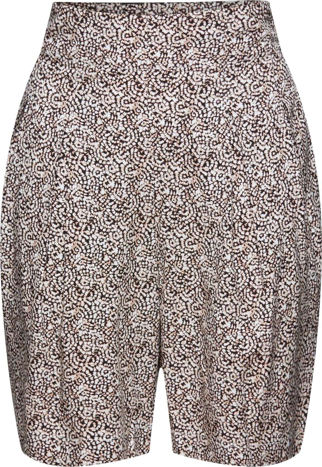 ESPRIT Kalhoty se sklady v pase béžová / krémová / černá