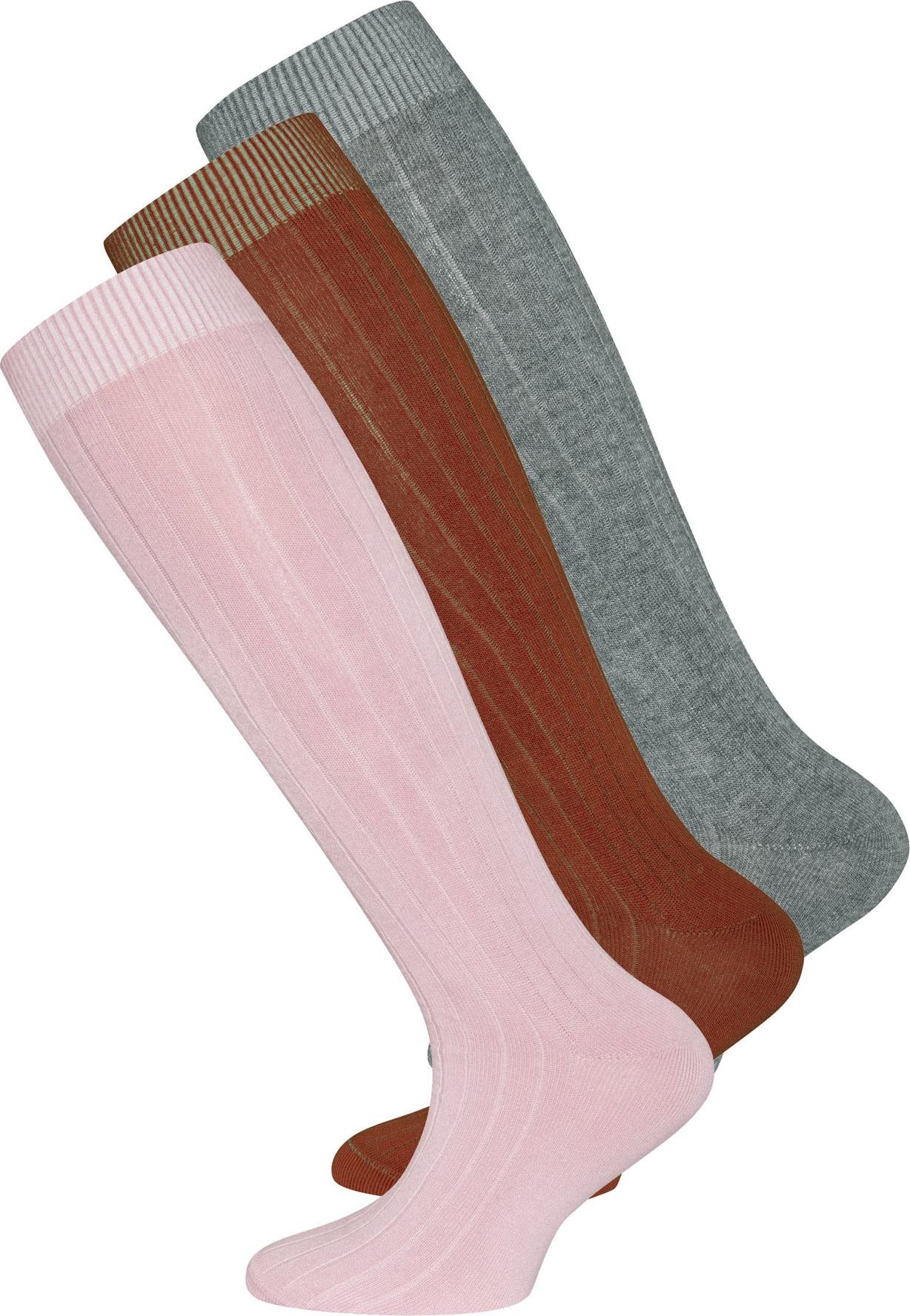 EWERS Ponožky šedý melír / světle růžová / rezavě červená