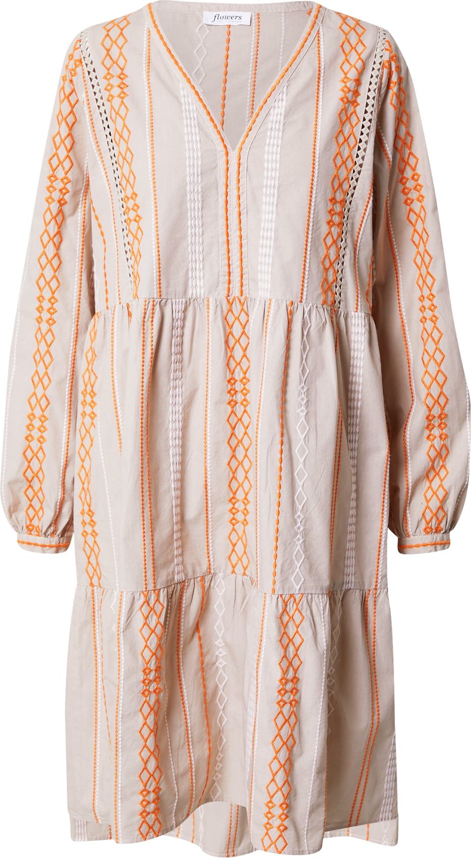 Flowers for Friends Košilové šaty béžová / oranžová / bílá