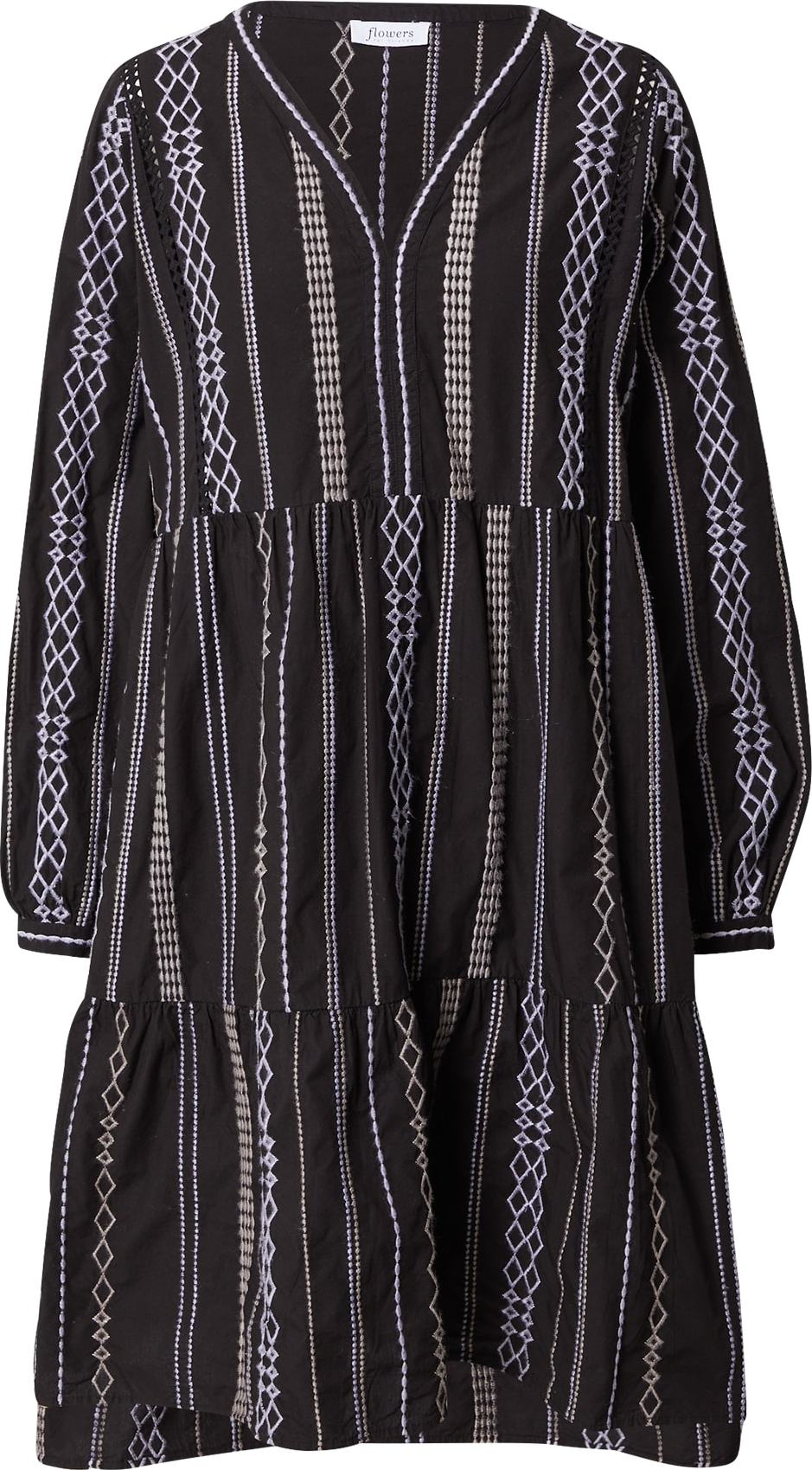 Flowers for Friends Košilové šaty černá / bílá