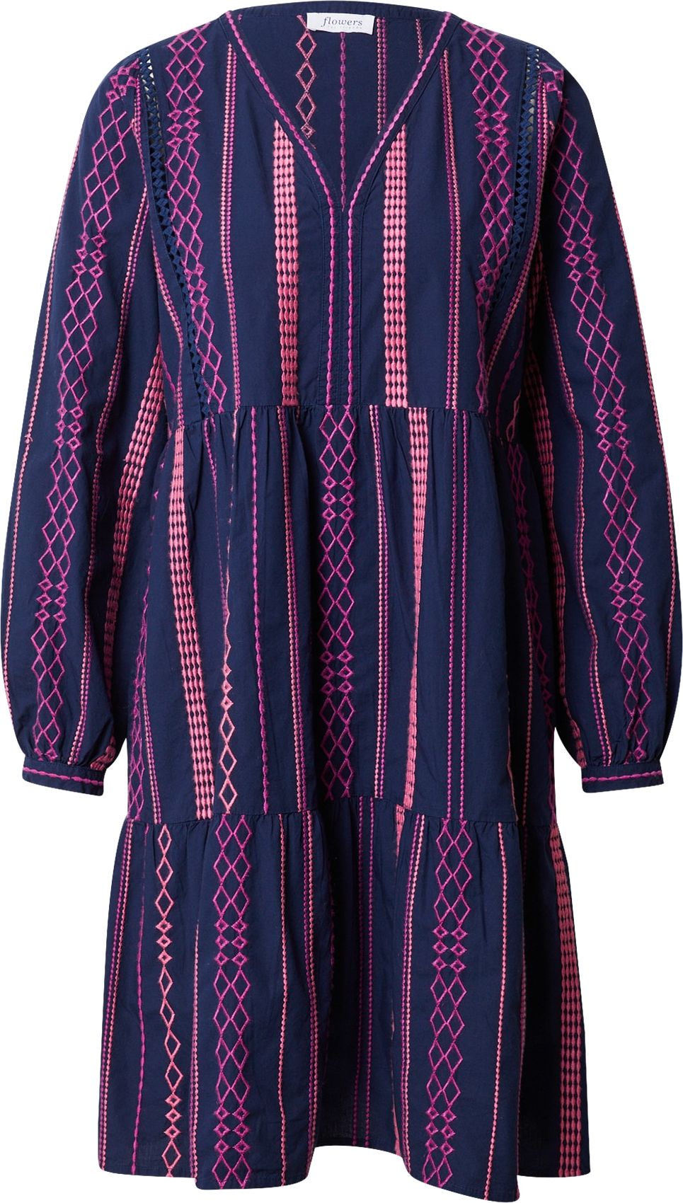 Flowers for Friends Košilové šaty námořnická modř / orchidej / růžová