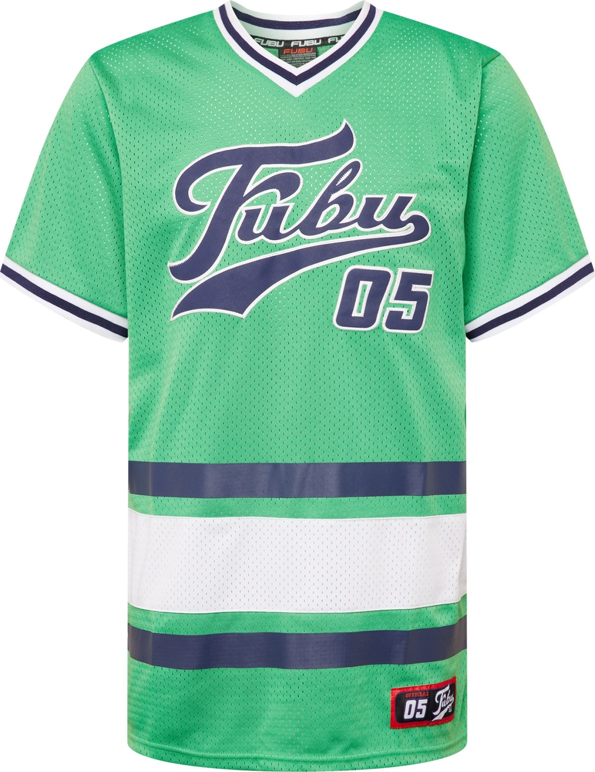FUBU Tričko 'Varsity' námořnická modř / zelená / bílá