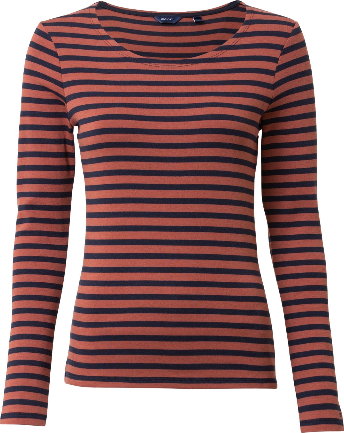 GANT Tričko rezavě hnědá / černá