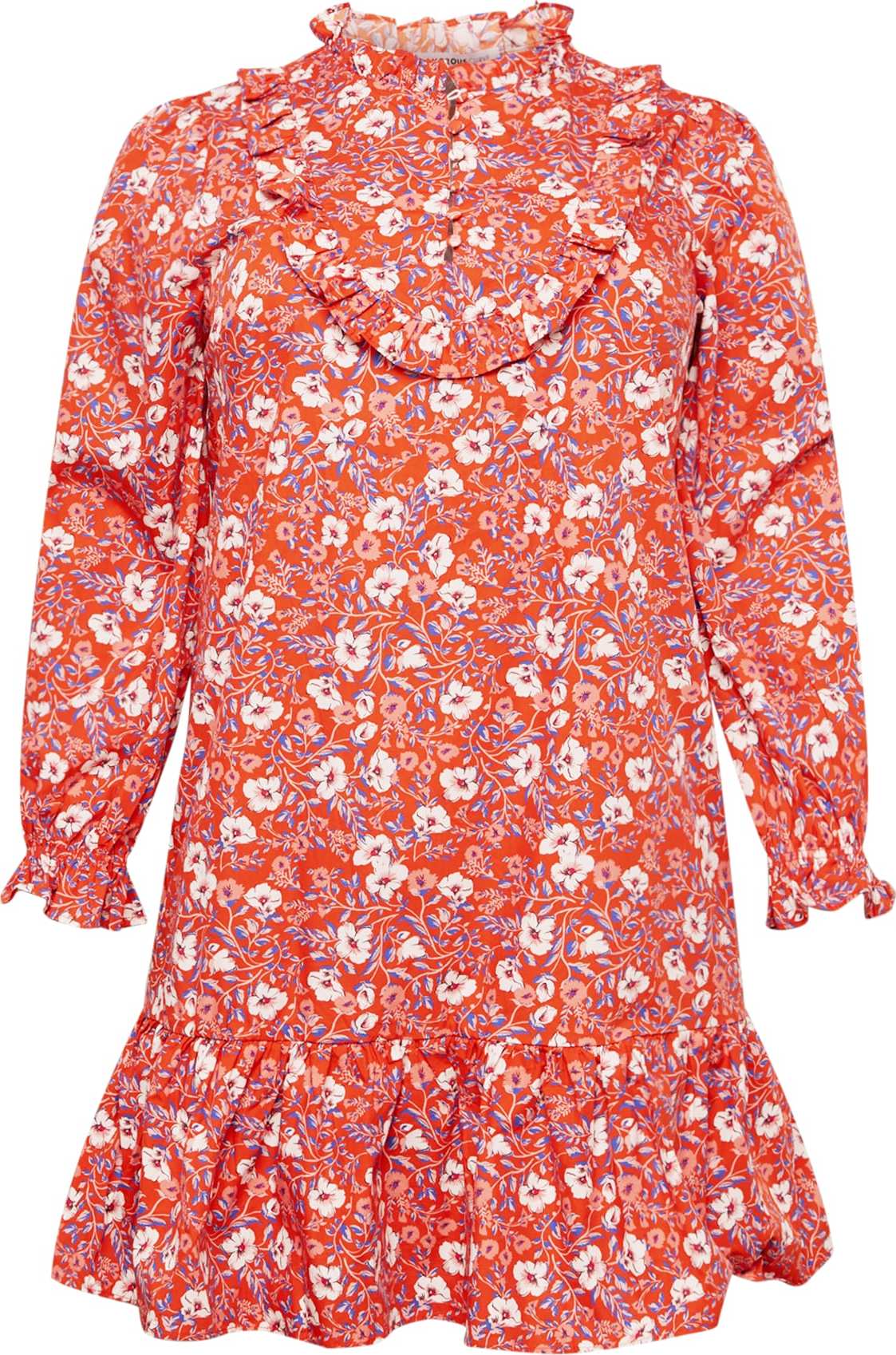 GLAMOROUS CURVE Košilové šaty béžová / indigo / oranžová / bílá