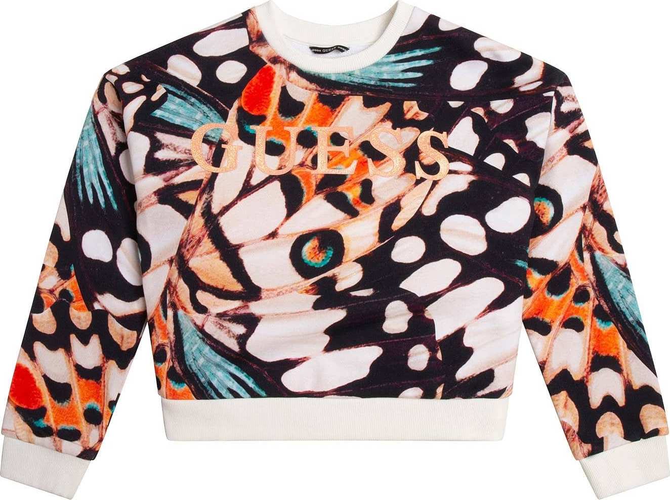 GUESS Mikina tyrkysová / oranžová / černá / bílá