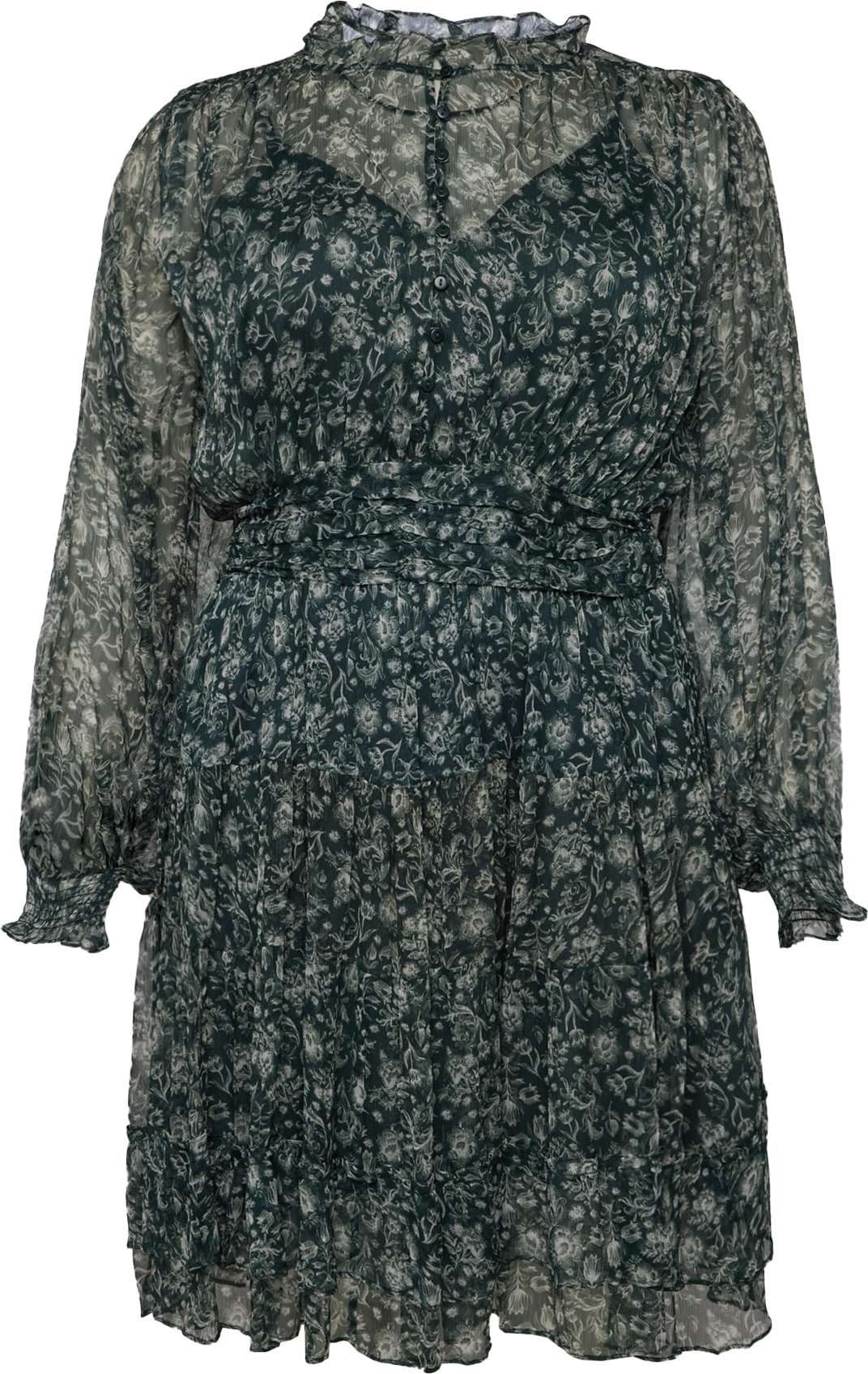 Guido Maria Kretschmer Curvy Collection Košilové šaty 'Liv' šedá / světle šedá / jedle