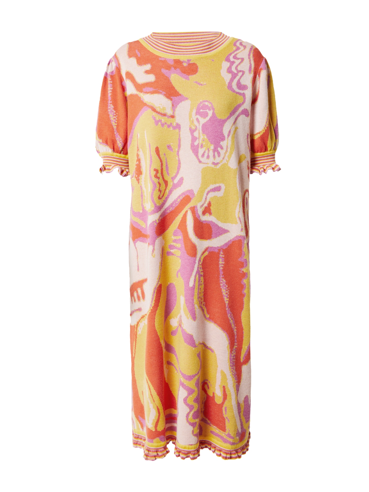 Helmstedt Úpletové šaty 'Alda' žlutá / fialová / oranžově červená / bílá