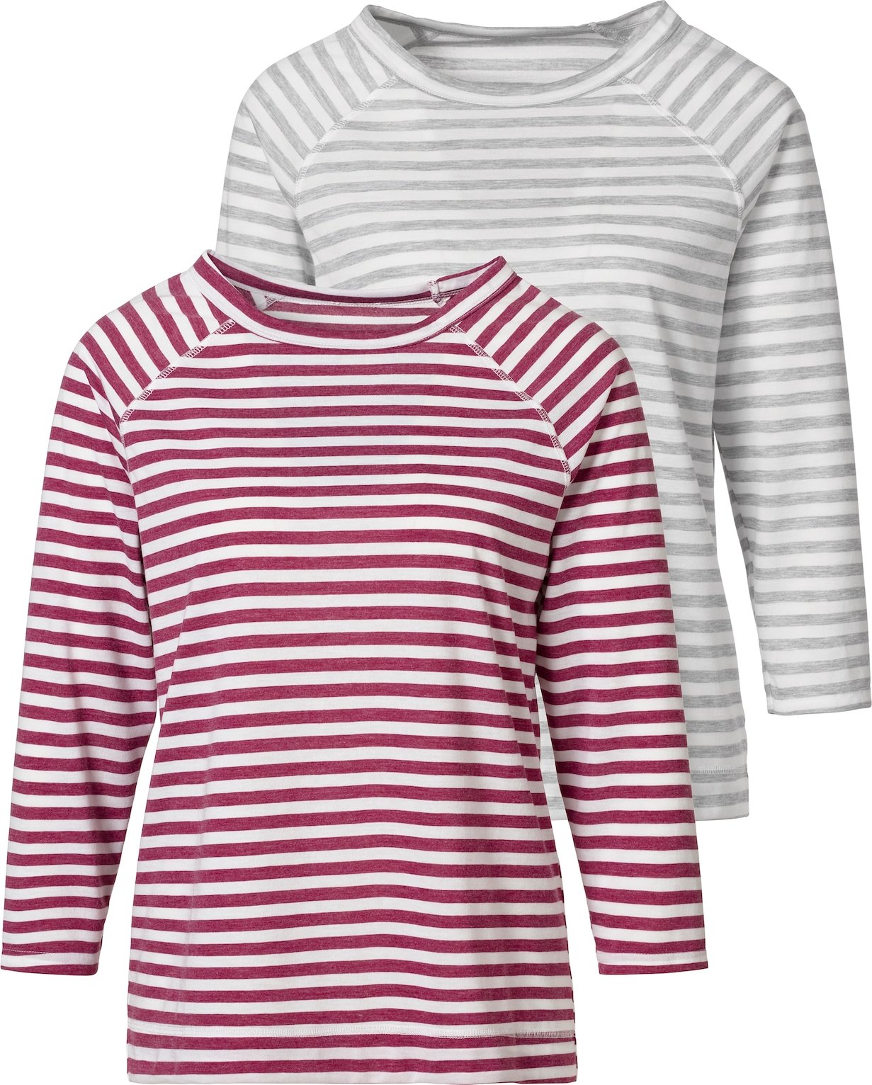 H.I.S Tričko šedá / vínově červená / bílá