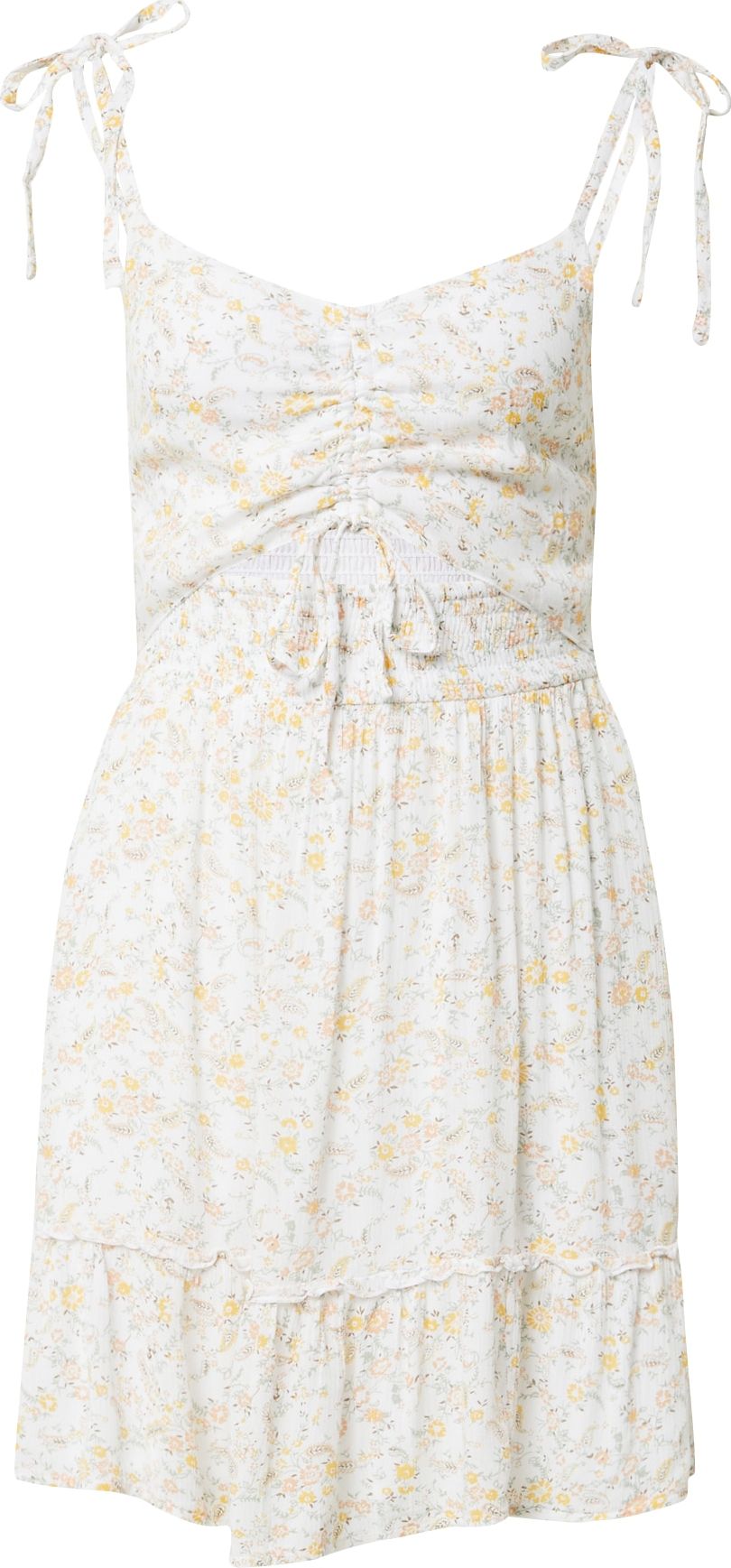 HOLLISTER Letní šaty žlutá / šedá / offwhite