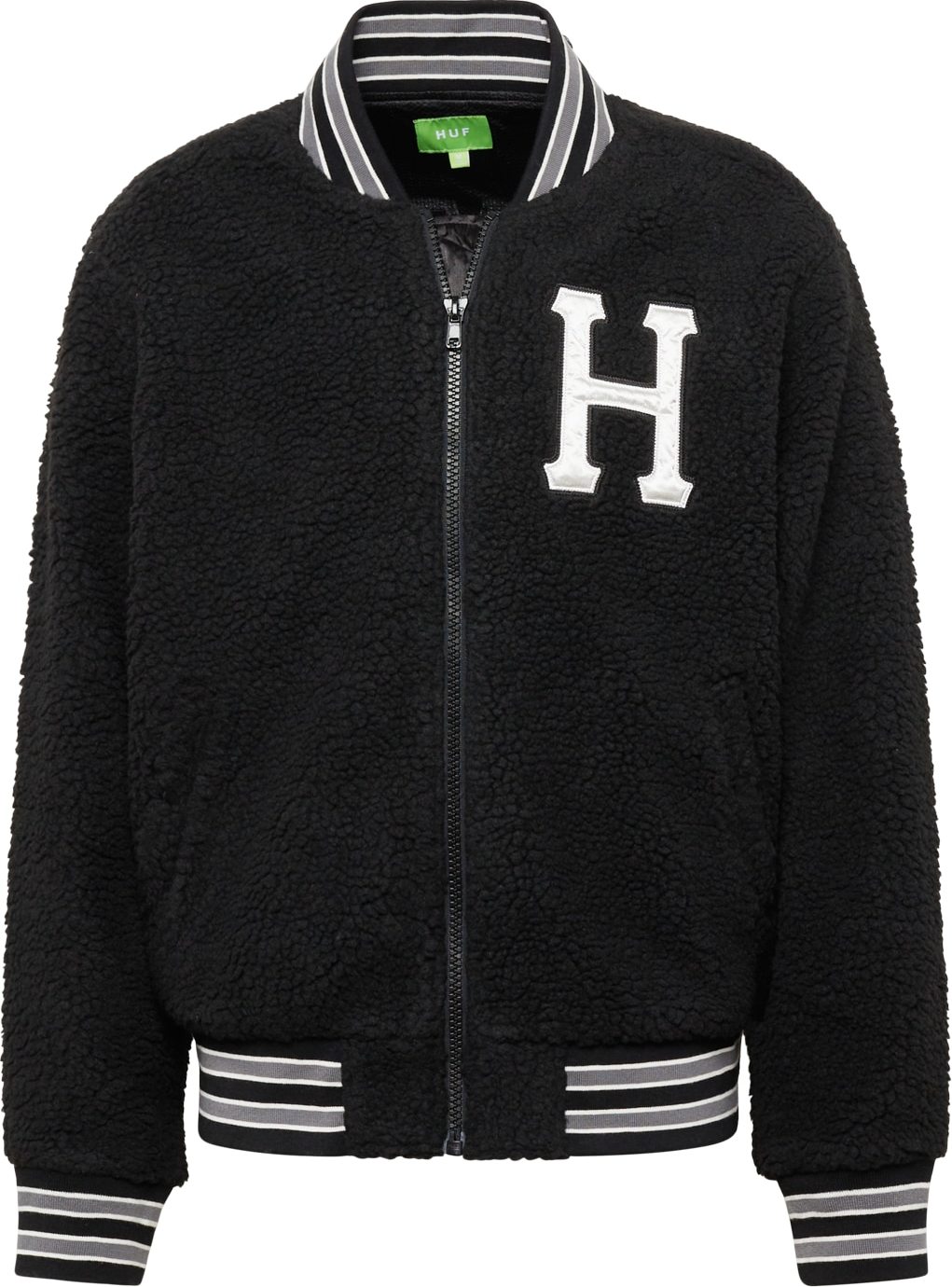 HUF Přechodná bunda 'VARSITY' černá / bílá