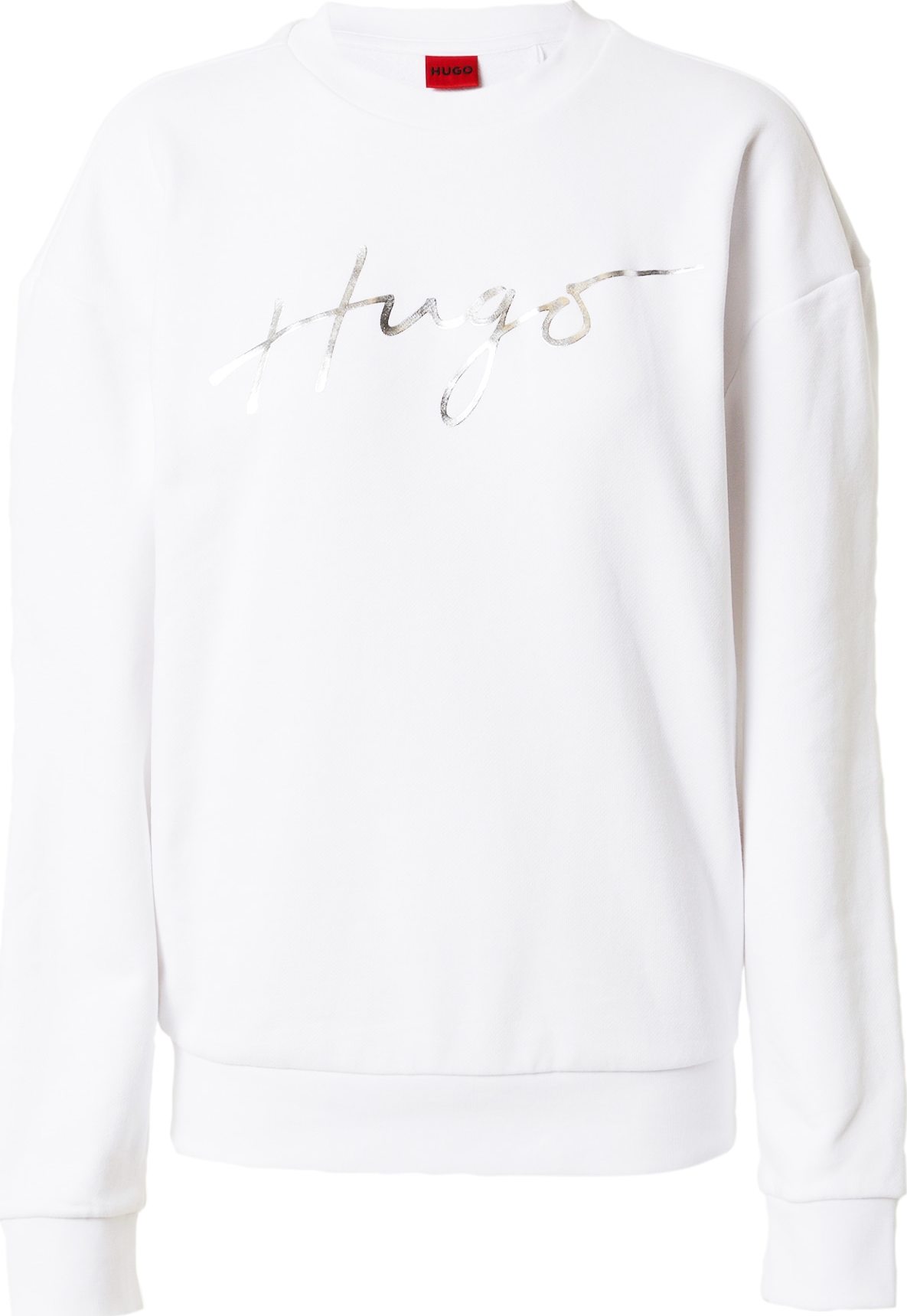 HUGO Mikina 'Easy Crew' stříbrná / bílá