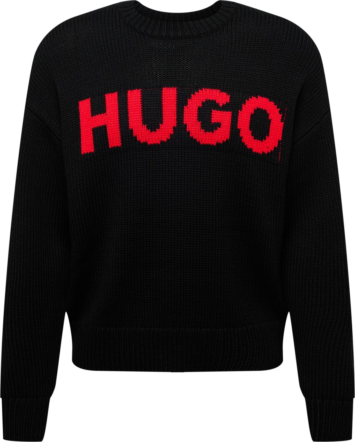 HUGO Svetr 'Slogonon' grenadina / černá