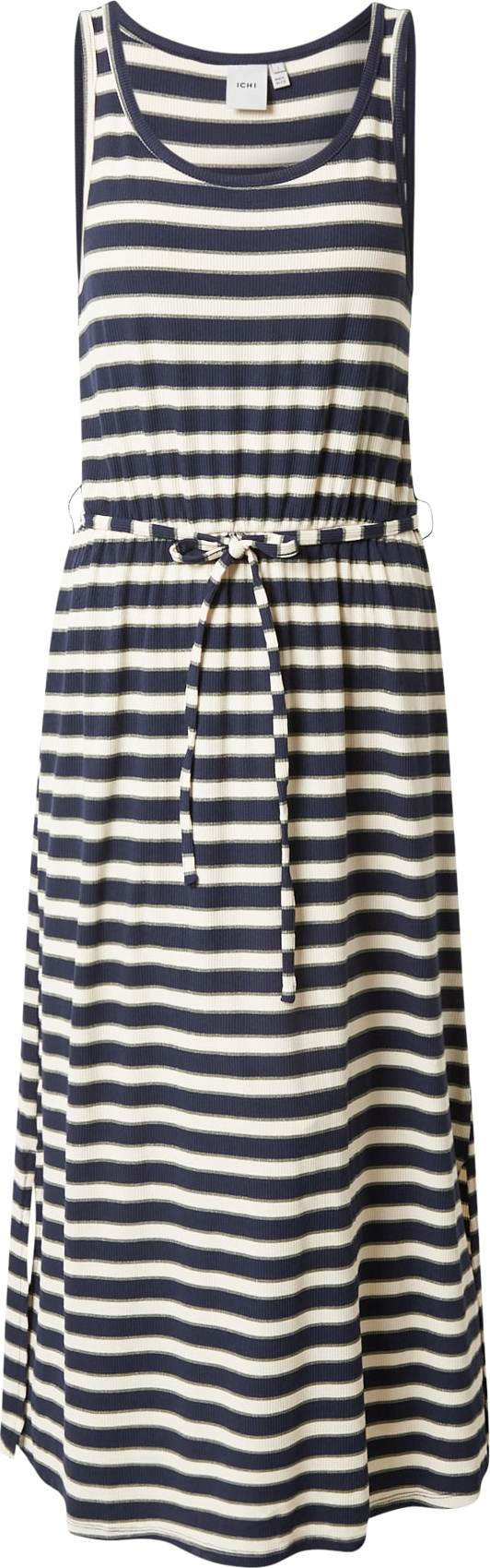 ICHI Letní šaty 'SAMARA' noční modrá / stříbrná / bílá