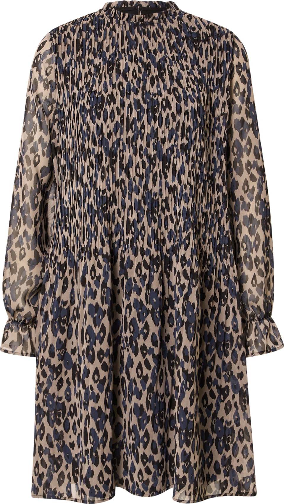 ICHI Šaty 'Meleo' tmavě modrá / světle hnědá / černá