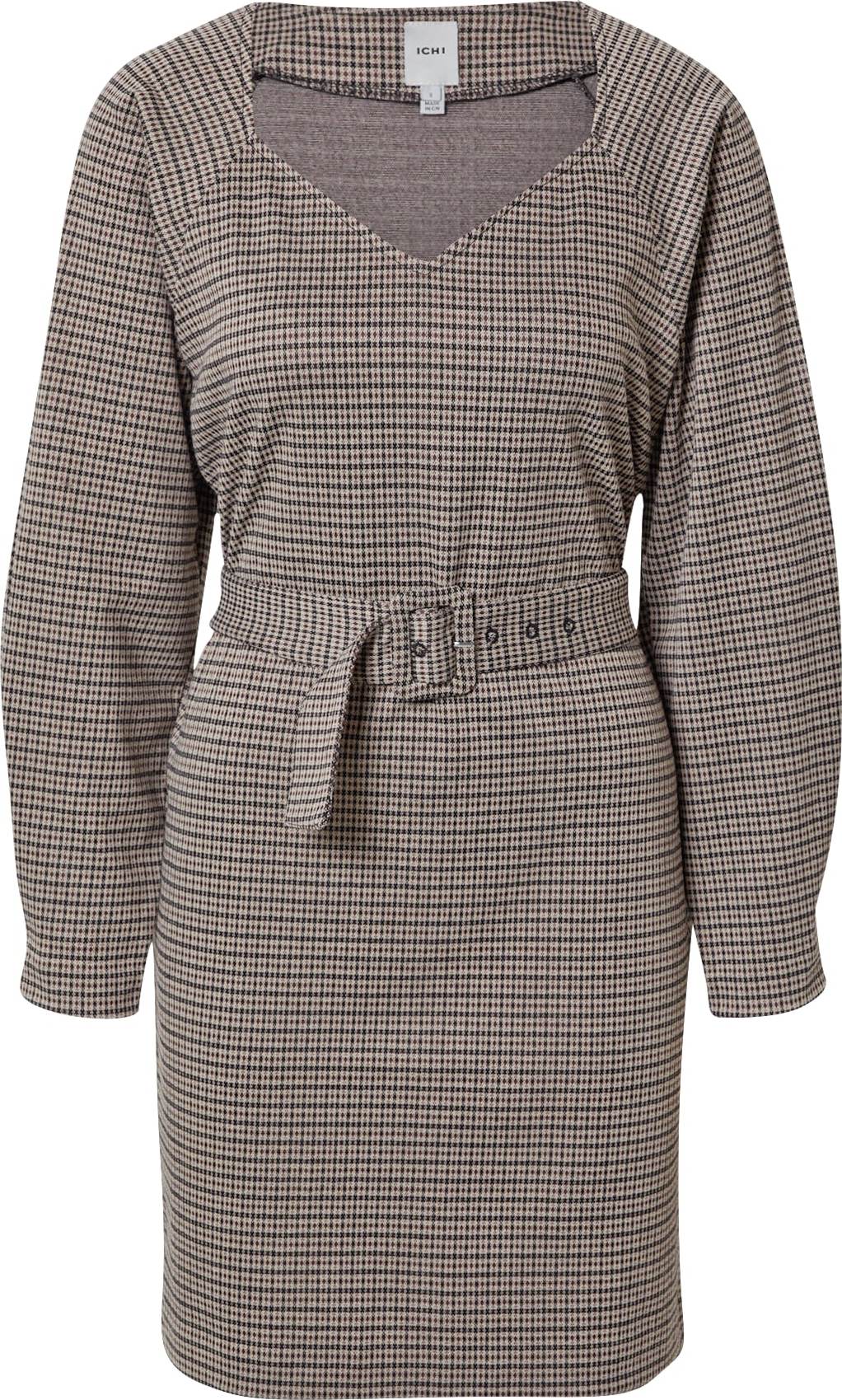ICHI Šaty námořnická modř / světle hnědá / šedá