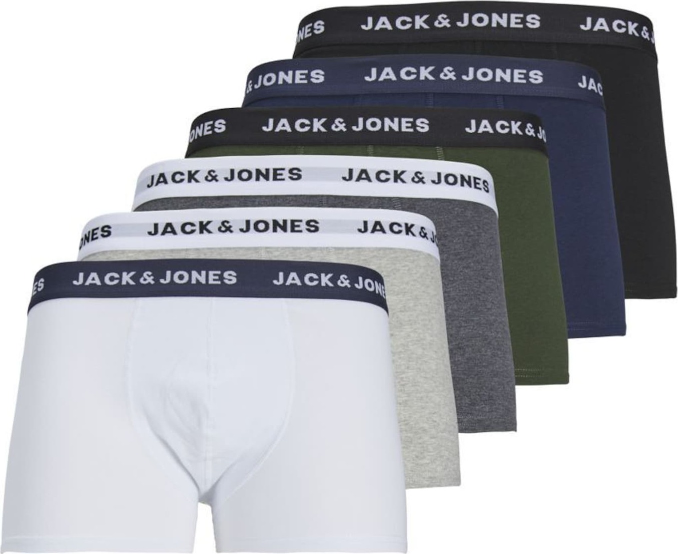 JACK & JONES Boxerky 'Jordan' námořnická modř / tmavě zelená / černá / bílá