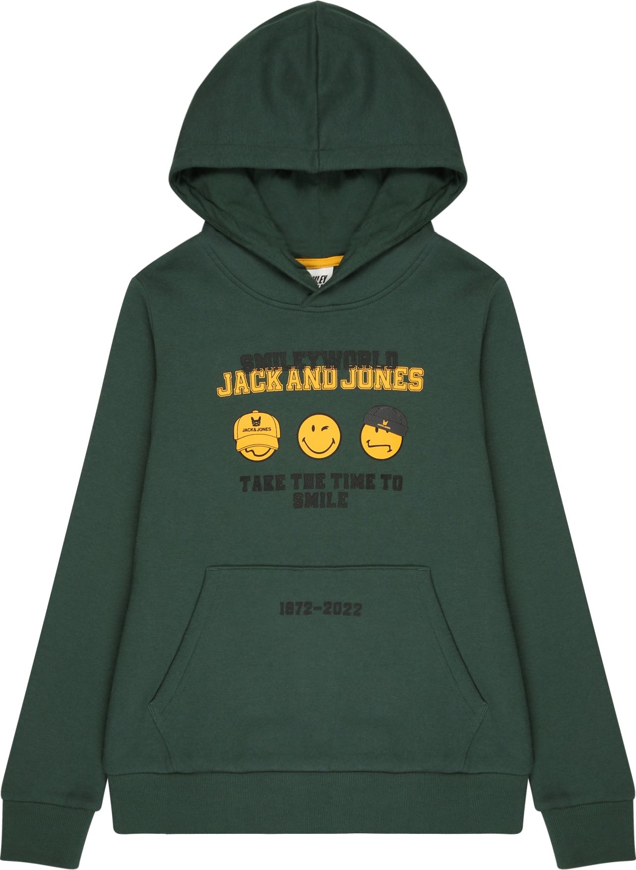Jack & Jones Junior Mikina 'JORSMILEYWORLD SWEAT HOOD JNR' khaki