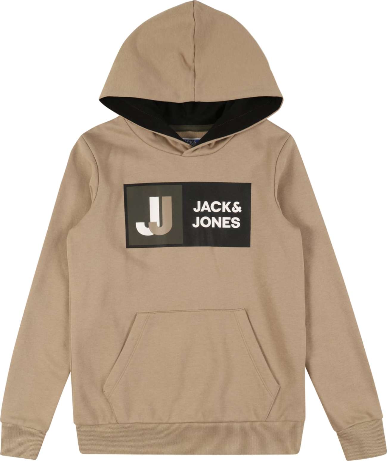Jack & Jones Junior Mikina 'LOGAN' velbloudí / zelená / černá / bílá
