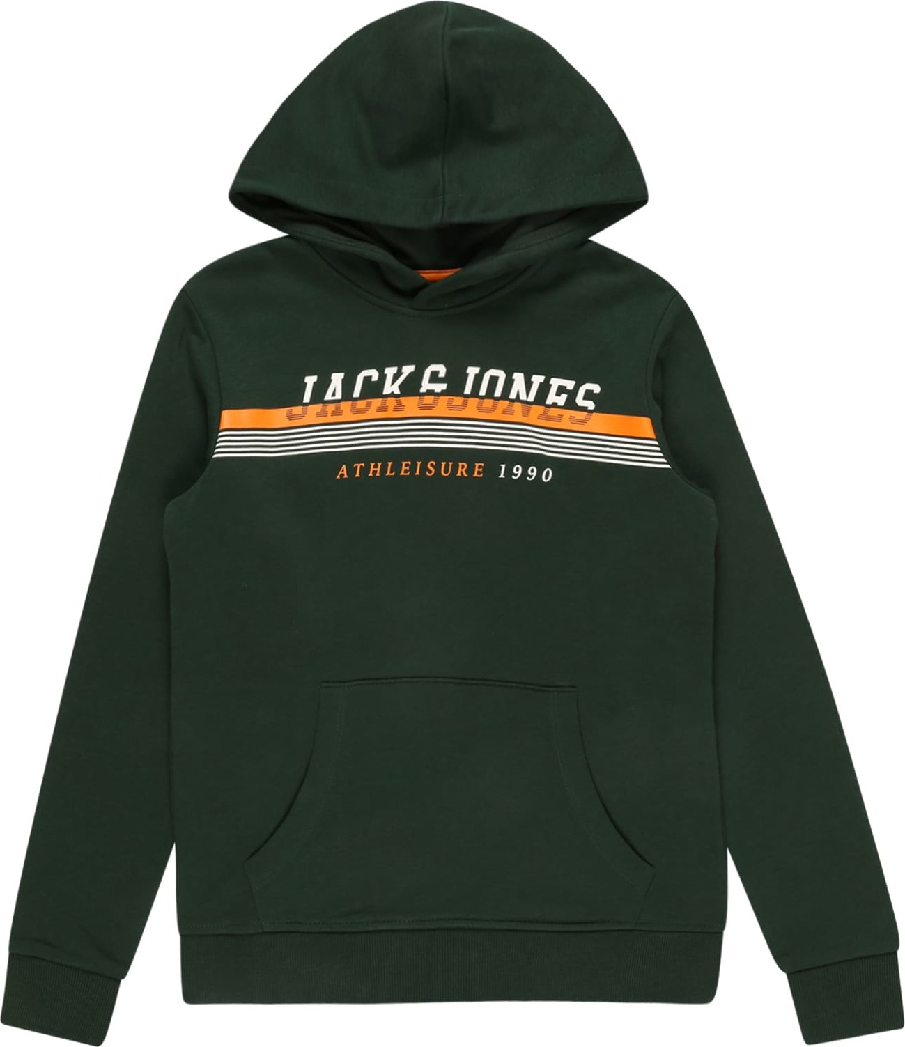 Jack & Jones Junior Mikina tmavě zelená / oranžová / bílá