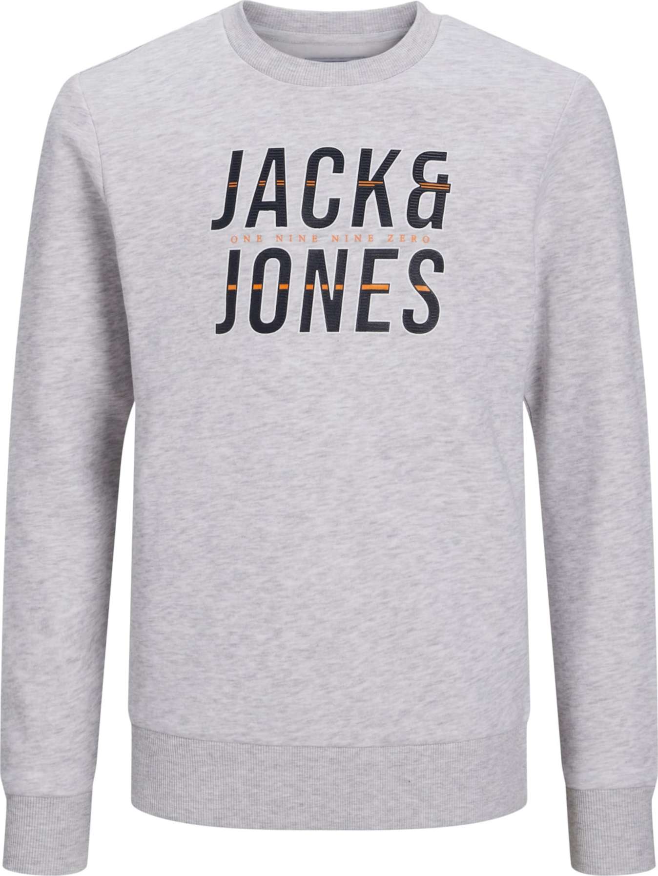 Jack & Jones Junior Mikina 'XILO' šedý melír / oranžová / černá