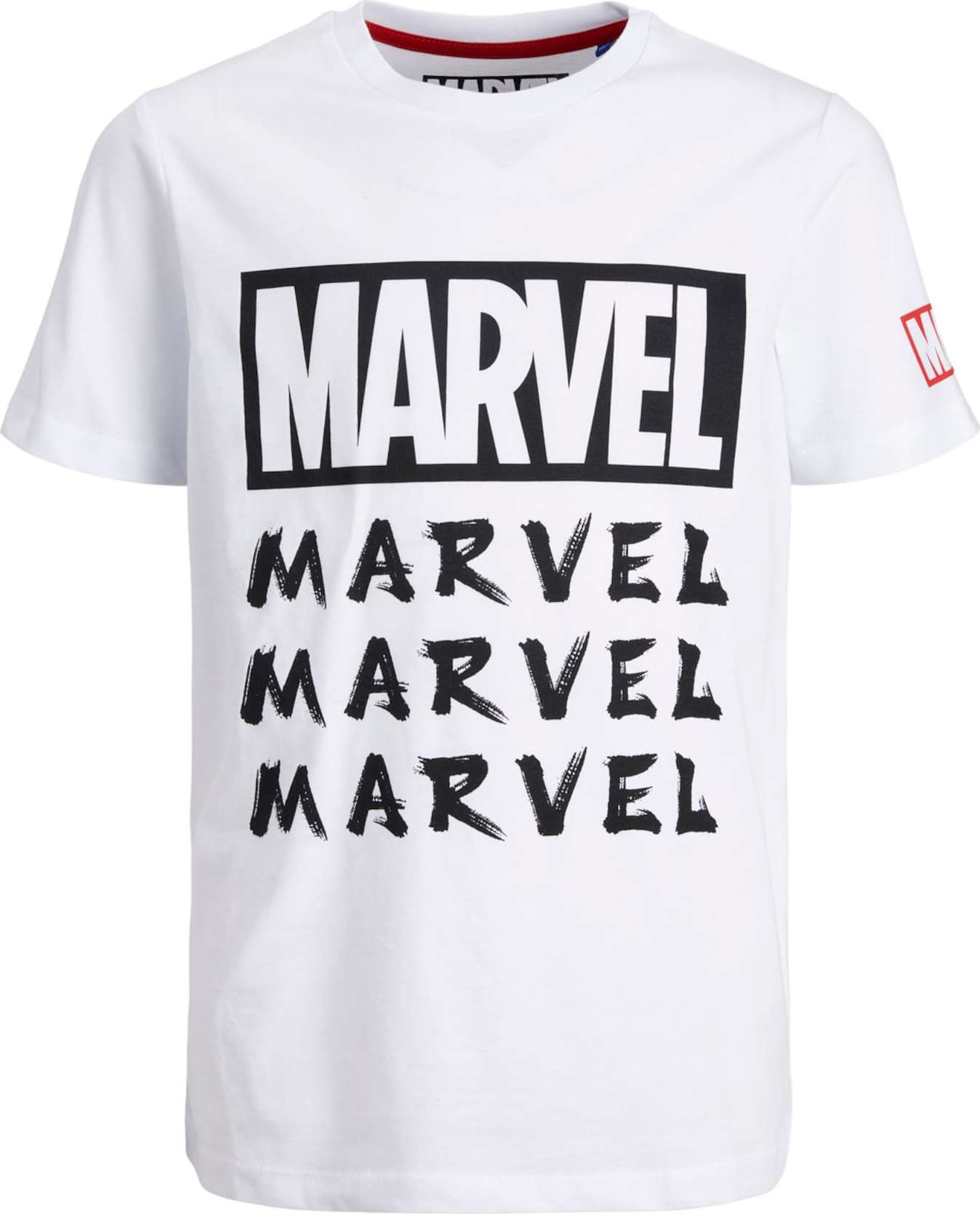 Jack & Jones Junior Tričko 'Marvel' červená / černá / bílá