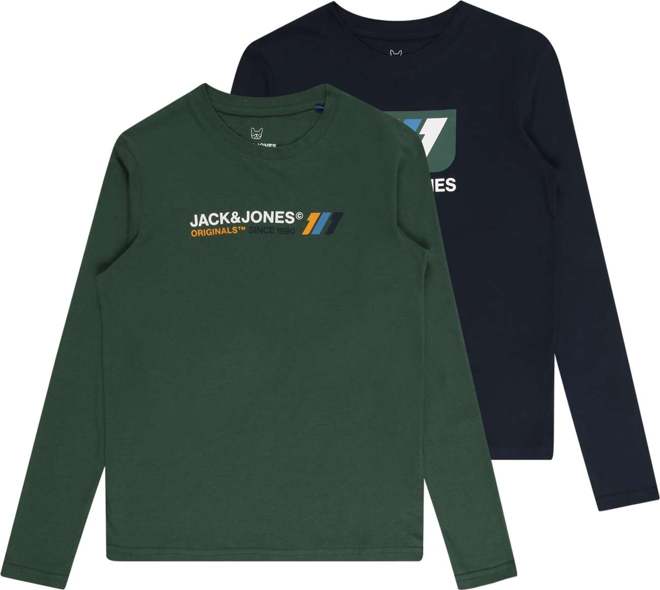 Jack & Jones Junior Tričko 'NATE' námořnická modř / žlutá / tmavě zelená / bílá