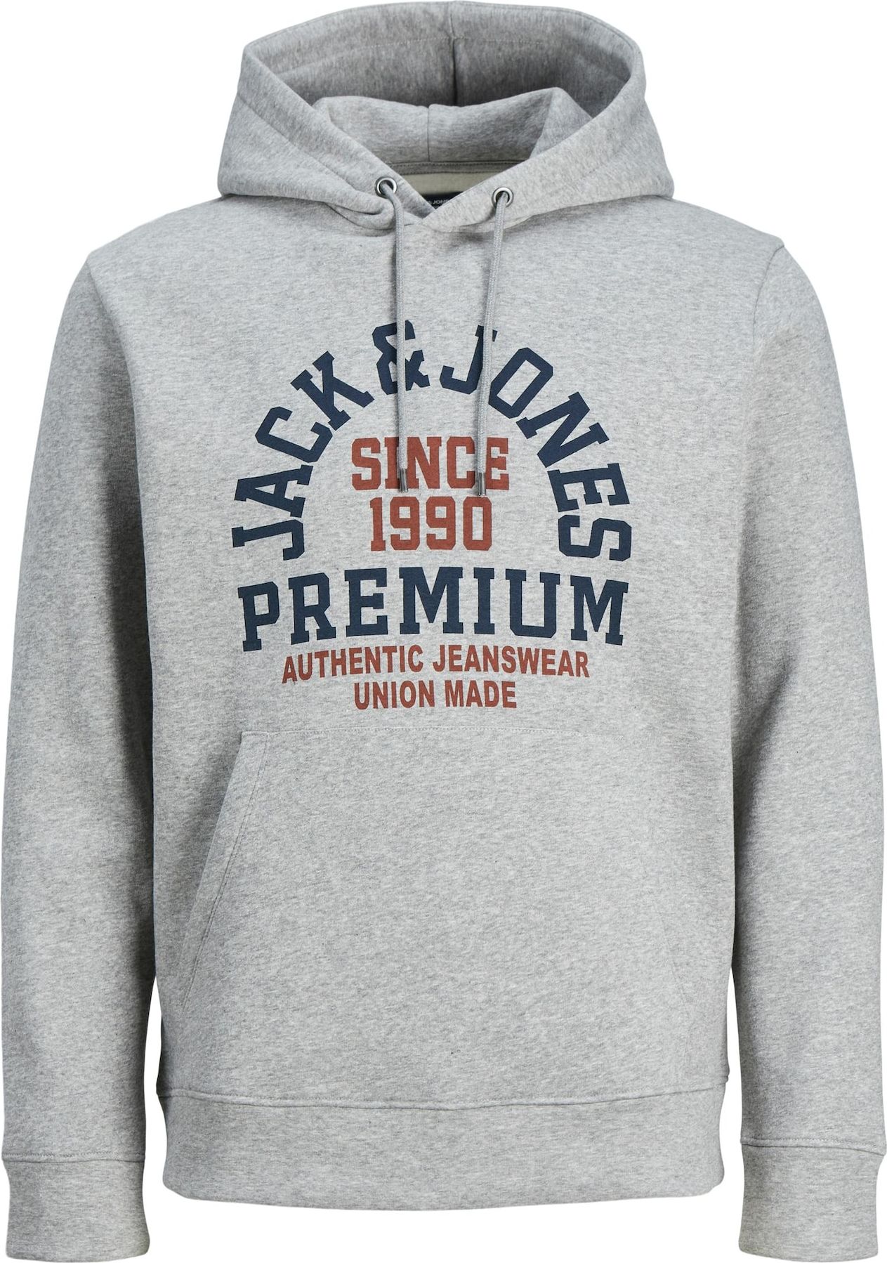 JACK & JONES Mikina námořnická modř / šedý melír / červená