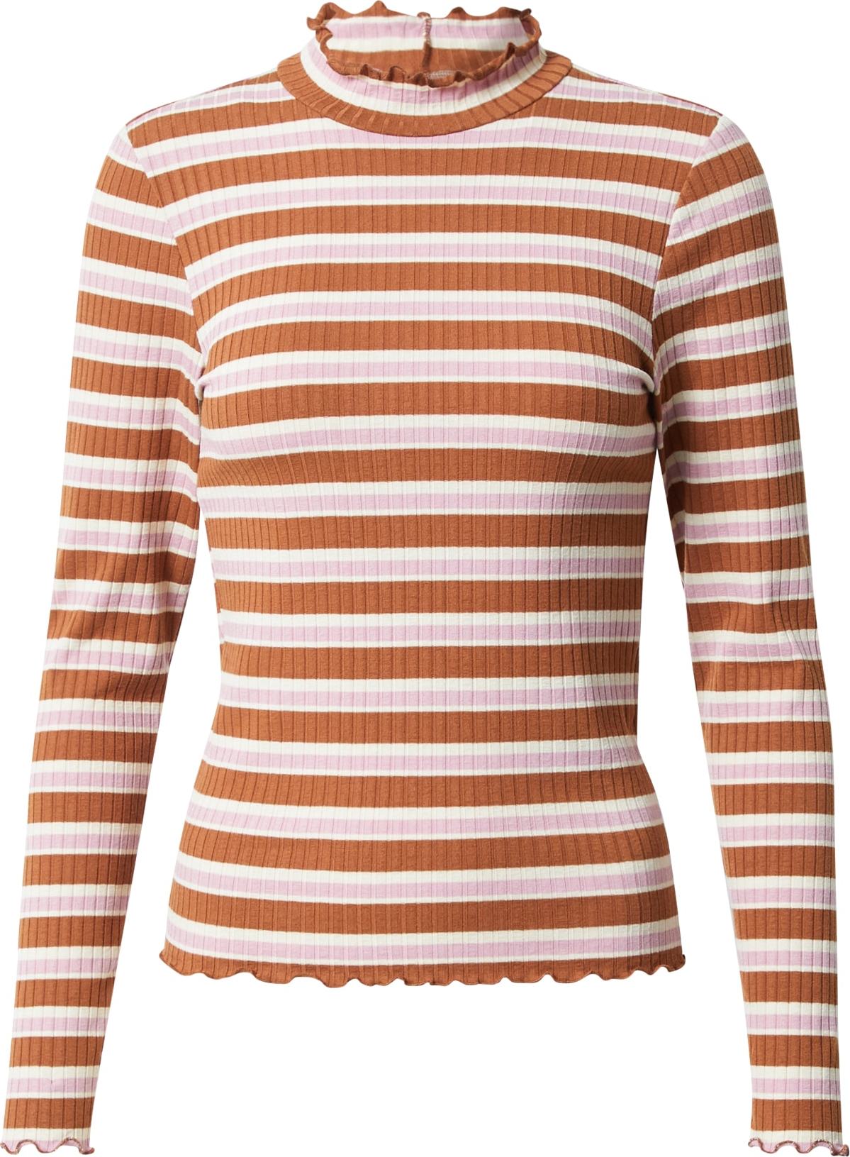 JDY Tričko 'FRANSISKA' karamelová / růžová / bílá