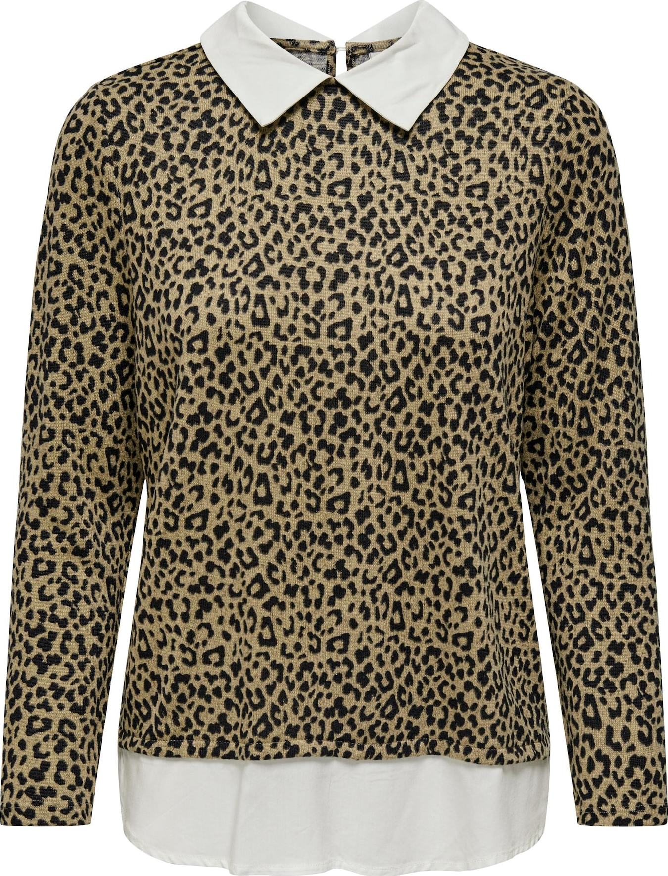 JDY Tričko 'Tonsy Lina' tmavě béžová / černá / bílá