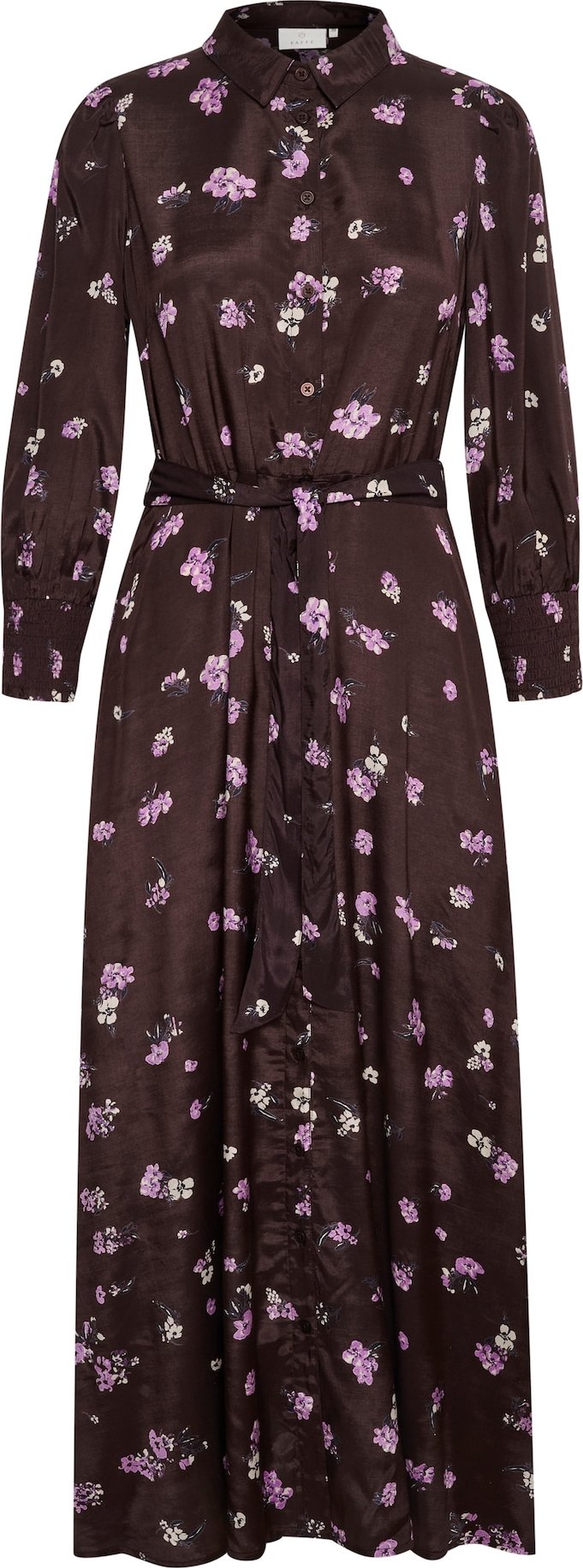 Kaffe Košilové šaty 'Java' kaštanově hnědá / lilek / orchidej / bílá