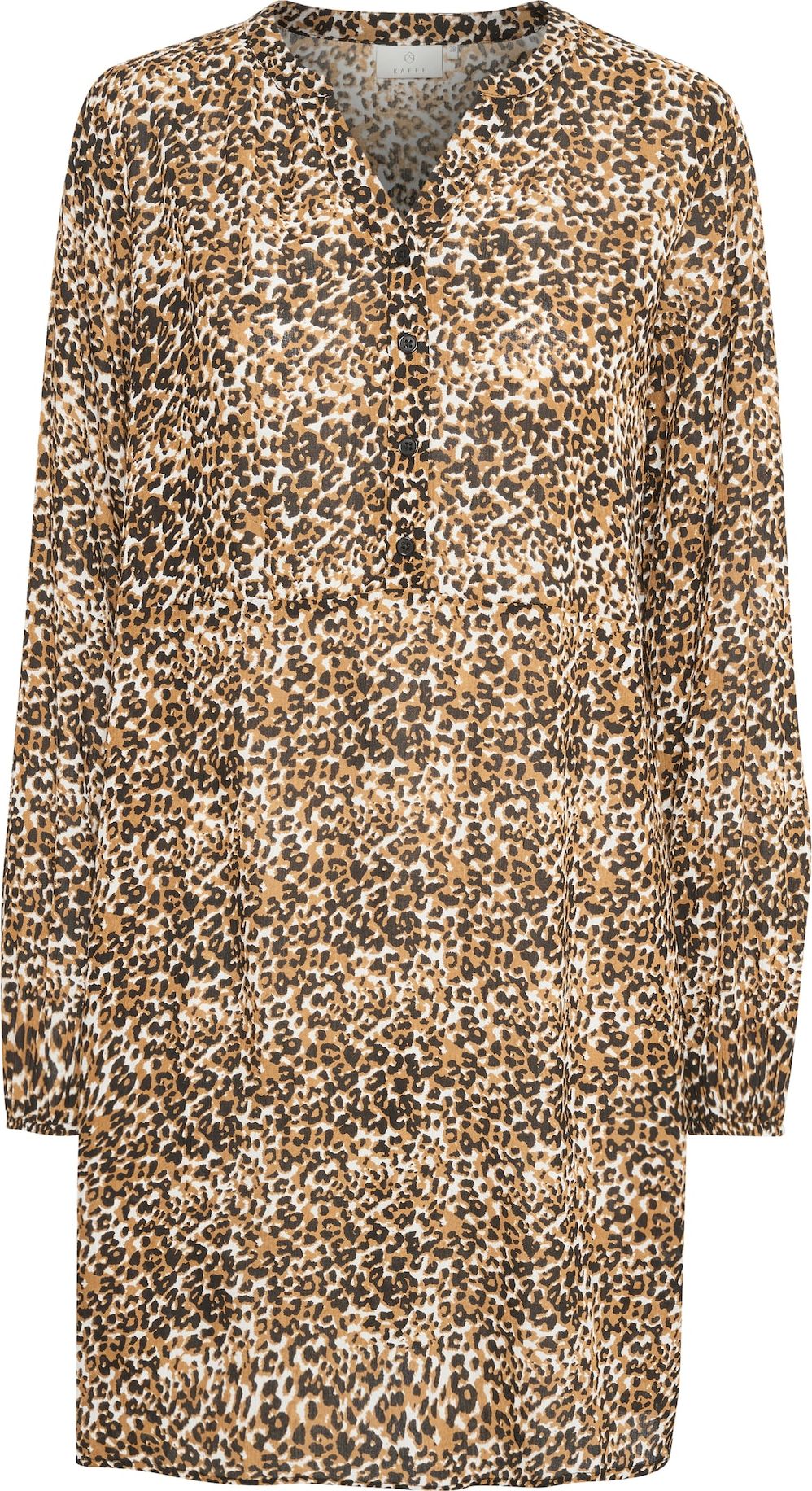 Kaffe Košilové šaty 'Sally' písková / tmavě hnědá / bílá