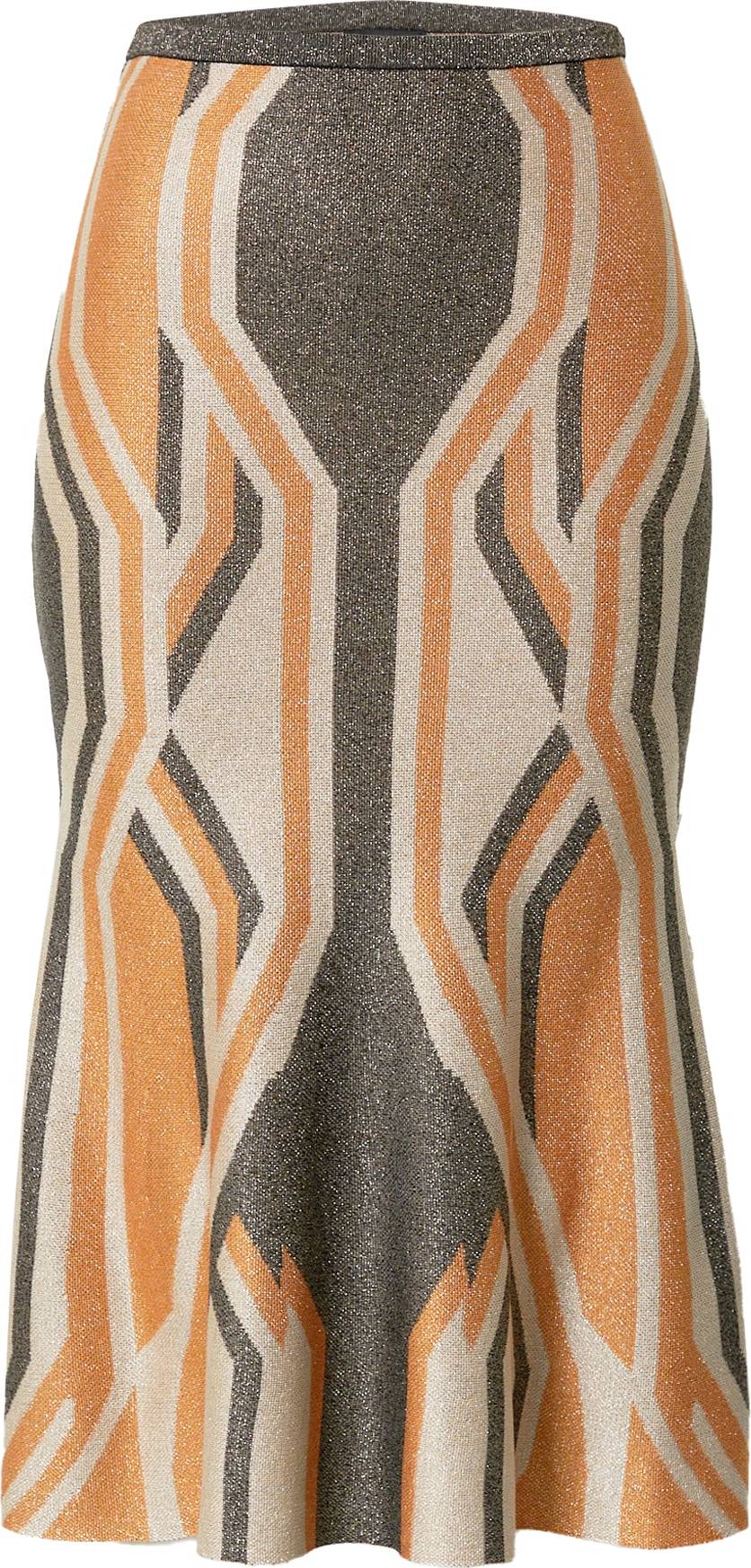 Karen Millen Sukně béžová / tmavě hnědá / oranžový melír