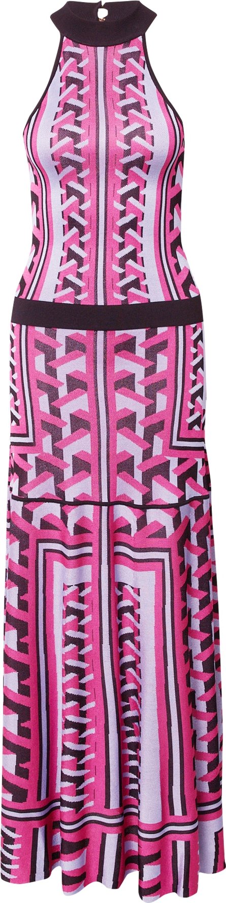 Karen Millen Úpletové šaty pastelová fialová / pink / černá
